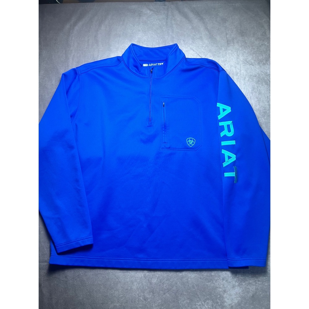 Ariat Mens XL Blue AriatTek Cold Series Quarter Zip Pullover Logo Sleeve Logo